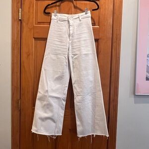 Women’s Zara high waisted wide leg white denim jean pant